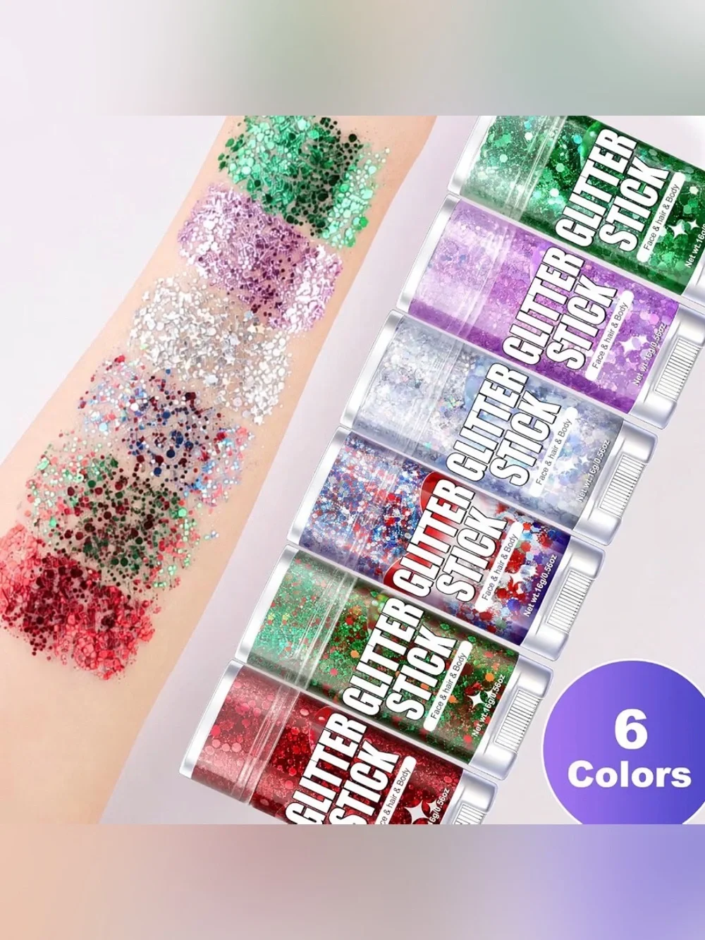 ✨New 6-Pc Glitter Stick Set Face Hair & Body Makeup Festival/Halloween/Events💖
